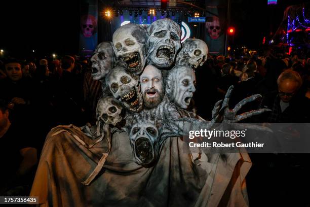 West Hollywood, CA, Tuesday, October 31, 2023 - Joe Castro is somewhere among those heads as he joins housands of revelers at the West Hollywood...