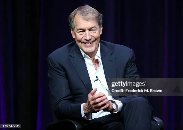 Journalist Charlie Rose speaks onstage during the 'Charlie Rose: The Week' panel discussion at the PBS portion of the 2013 Summer Television Critics...