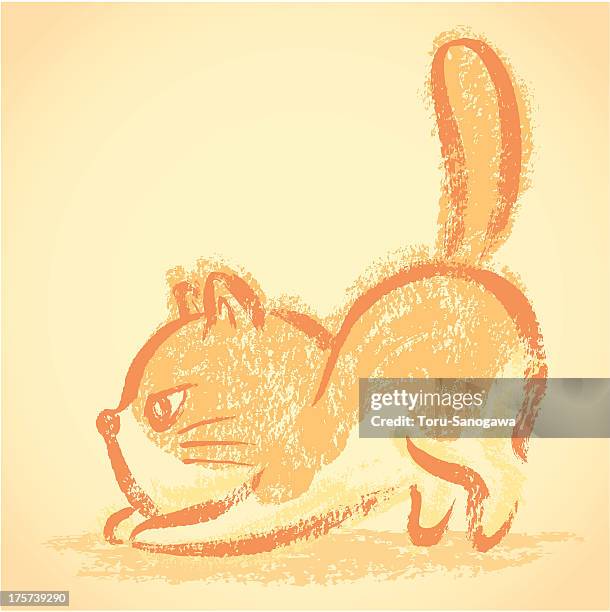impudent cat stretch - cat stretching stock illustrations