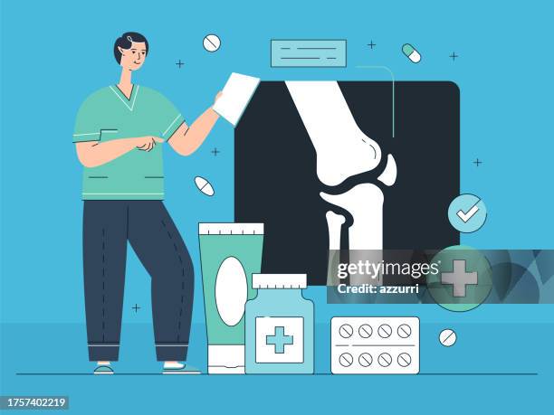 orthopedics flat design illustration - orthopedic doctor stock illustrations