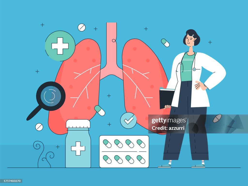 Ilustración de diseño plano del sistema respiratorio