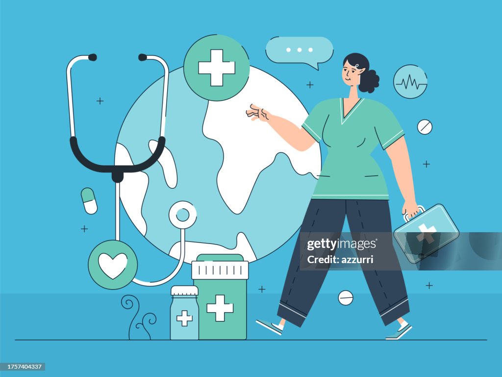 Global Health Flat Design Illustration