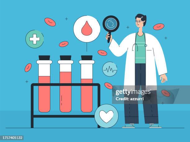 hämatologie flat design illustration - hämophilie stock-grafiken, -clipart, -cartoons und -symbole