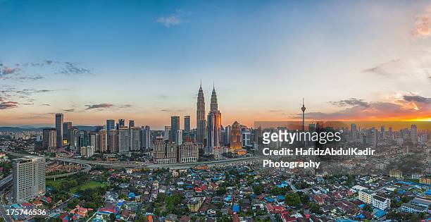 the heart of kuala lumpur during sunset - kuala lumpur stock pictures, royalty-free photos & images