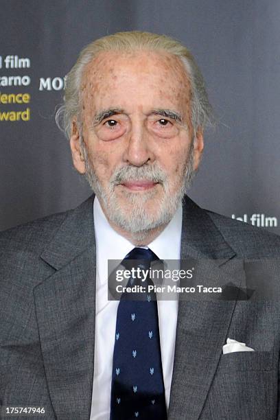 Sir Christopher Lee attends 'Excellence Award Moet & Chandon' photocall during 66th Locarno Film Festival on August 7, 2013 in Locarno, Switzerland.