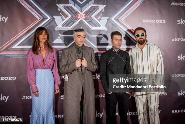 Ambra Angiolini, Morgan, Fedez and Dargen Damico attends at the photocall for the presentation of X-Factor Italia 2023. Milan , October 24th, 2023