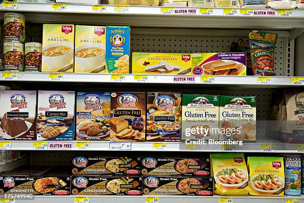 Gluten-free products sit on display for sale at a supermarket in Princeton, Illinois, U.S., on Wednesday, Aug. 7, 2013. The Food and Drug...