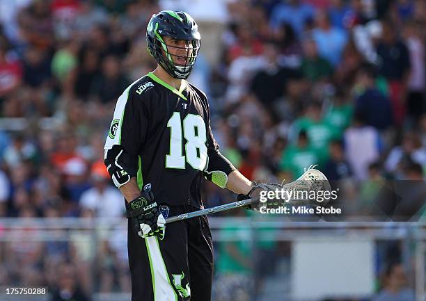 Stephen Peyser of the New York Lizards in action against of the Denver Outlaws at James M. Shuart Stadium on August 4, 2013 in Hempstead, New York....