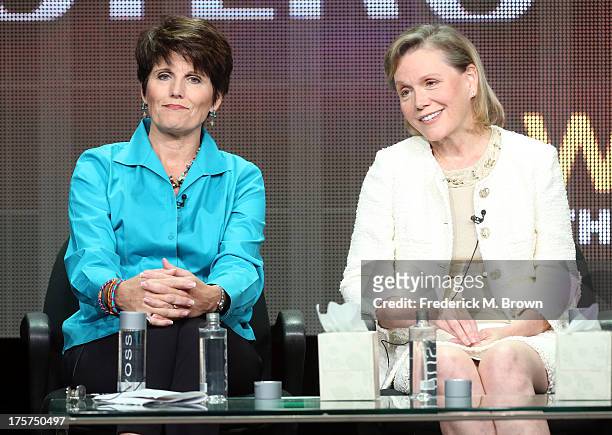 Actress/singer Lucie Arnaz and Terre Blair Hamlisch speak onstage during the 'Marvin Hamlisch: The Way He Was' panel discussion at the PBS portion of...
