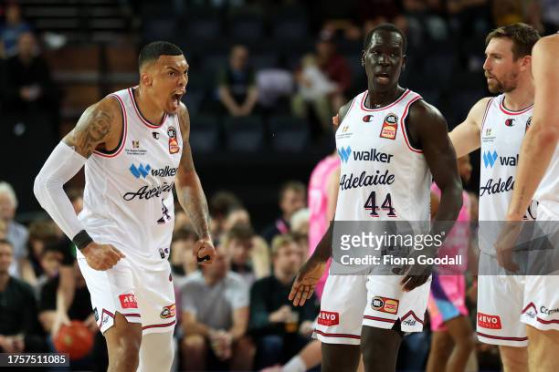 Jacob Wiley of the Adelaide 36ers reacts during the round five NBL match between New Zealand Breakers and Adelaide 36ers at Spark Arena, on October...