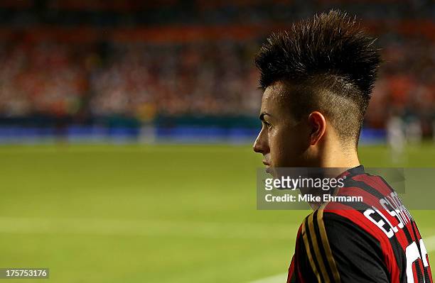 Stephan El Shaarawy of AC Milan looks on during the International Champions Cup Third Place Match against the Los Angeles Galaxy at Sun Life Stadium...