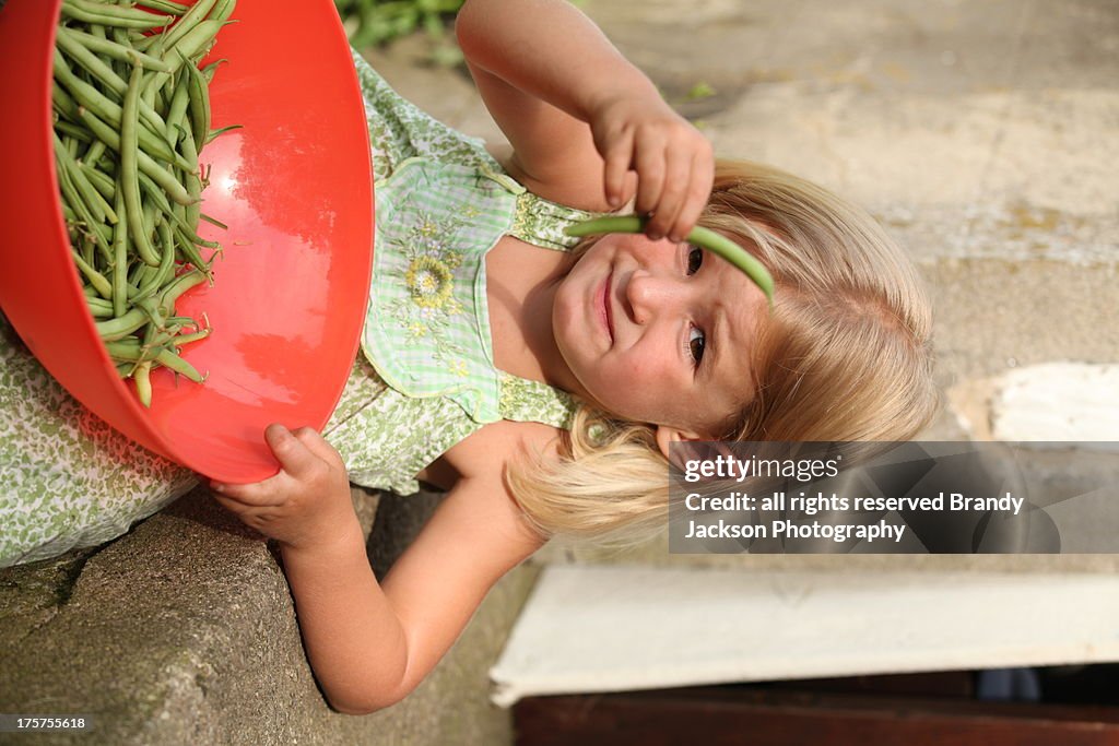 Girl with beans
