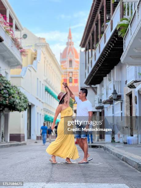 multiracial couple visiting cartagena in colombia - cartagena colombia stock pictures, royalty-free photos & images