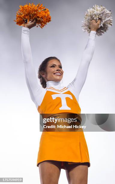 Tennessee Volunteers cheerleader is seen during the game against the Kentucky Wildcats at Kroger Field on October 28, 2023 in Lexington, Kentucky.