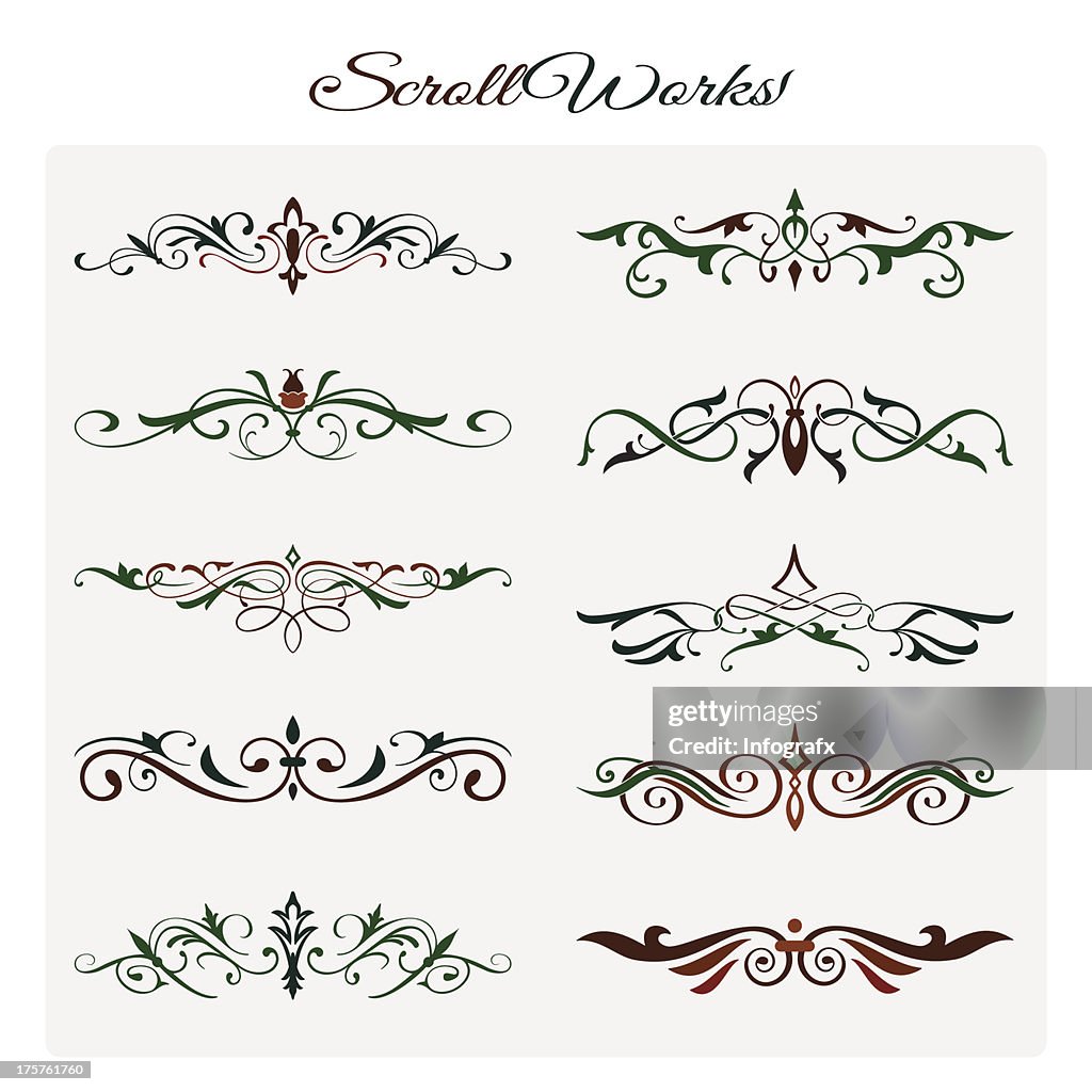 Scroll Works Design Ornamental Decorative Elements High-Res Vector ...