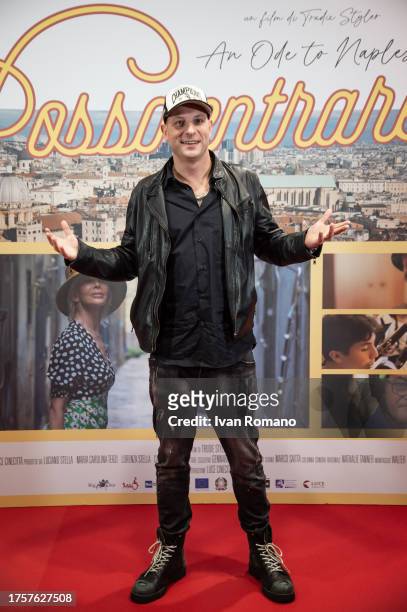 Clemente Maccaro aka Clementino attends the photocall of the movie "Posso Entrare? An Ode To Naples" on October 25, 2023 in Naples, Italy.