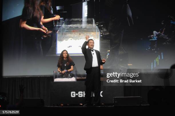 Of Casio and Founder of G-Shock Shigenori Itoh speaks onstage at G-Shock Shock The World 2013 at Basketball City on August 7, 2013 in New York City.