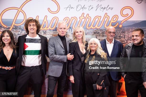 Sting, Trudie Styler, Clemente Maccaro aka Clementino and cast attend the photocall of the movie "Posso Entrare? An Ode To Naples" on October 25,...