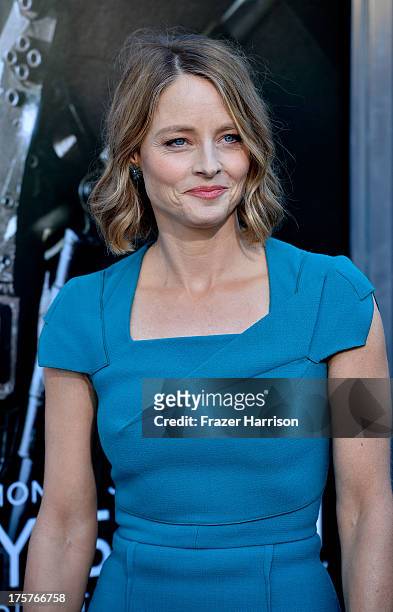 Actress Jodie Foster arrives at the Premiere of TriStar Pictures' "Elysium" at Regency Village Theatre on August 7, 2013 in Westwood, California.