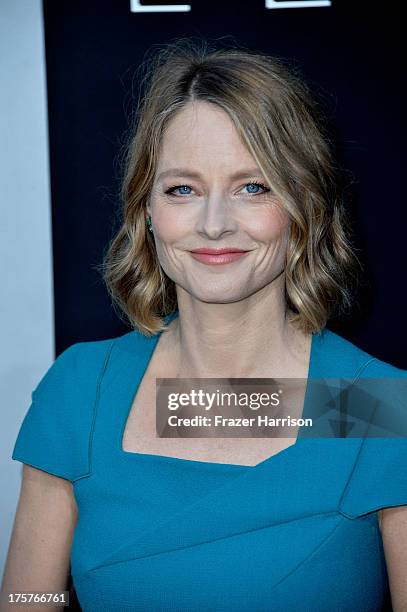 Actress Jodie Foster arrives at the Premiere of TriStar Pictures' "Elysium" at Regency Village Theatre on August 7, 2013 in Westwood, California.