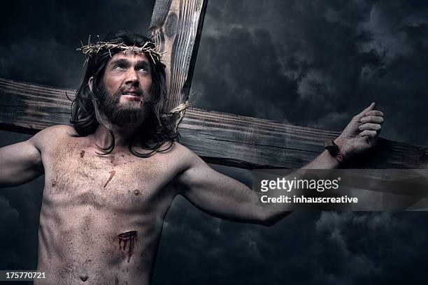 jesus christ on the cross - white jesus stock pictures, royalty-free photos & images