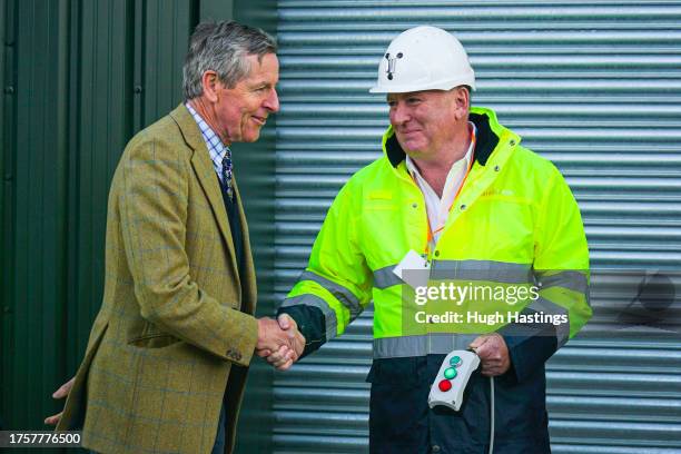 Patrick Anderson, Chairman of Cornish Metals, with Edward Bolitho, Lord Lieutenant of Cornwall, attend the switching on of the new water treatment...