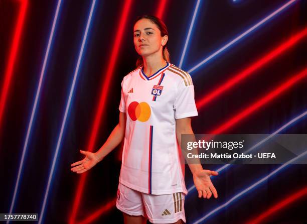 Danielle van de Donk of Olympique Lyonnais poses for a portrait during the UEFA Women's Champions League Official Portraits shoot on October 17, 2023...