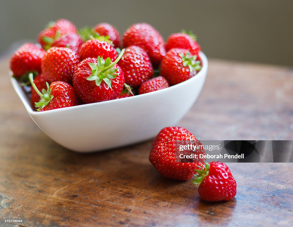 Heart shaped bowl of strawberries