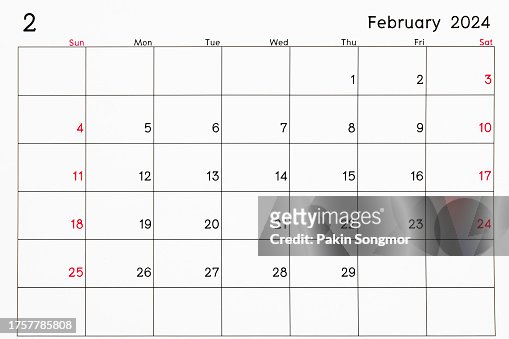 Desk Calendar 2024: February calendar is used to plan daily work and life with a white background.