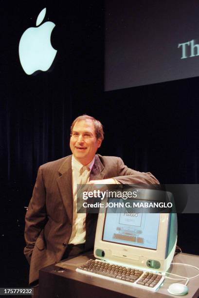 Apple Computer's Interim CEO Steve Jobs unveils a new computer called the iMac which is based on the PowerPC G3 processor and is marketed for the...