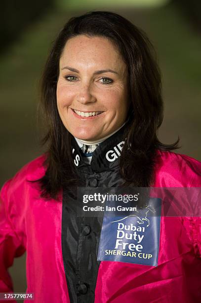 Lisa Allpress of the Dubai Duty Free Shergar Cup Girls Team poses for a photograph at Coworth Park Hotel on August 8, 2013 in Ascot, England.