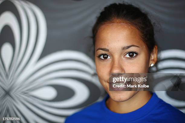 Angelica Bengtsson of Sweden poses during the Swedish team media session at the Kalina Bar on August 8, 2013 in Moscow, Russia.