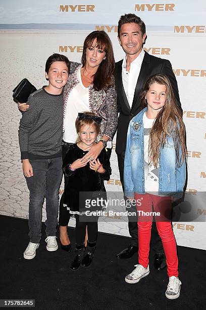 Harry Kewell, Sheree Murphy and family arrive at the Myer Spring/Summer 2014 Collections Launch at Fox Studios on August 8, 2013 in Sydney, Australia.