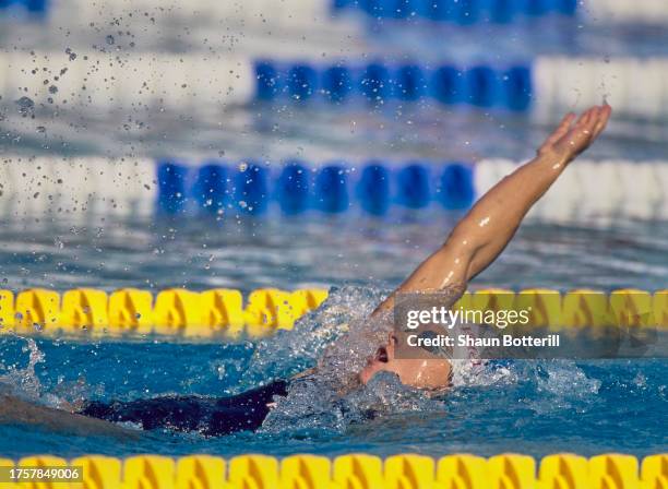 Roxana Maracineanu from France swimming in the Women's 200 Metres Backstroke competition during the LEN European Swimming Championships on 27th July...