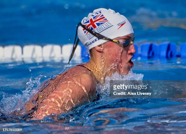 Rachal Corner from Great Britain swimming in the heats of the Women's 50 metres Breaststroke competition during the LEN European Swimming...