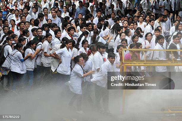 Delhi police using water cannons on medical students and doctors during their demonstration Save the Doctor campaign organized under the aegis of the...