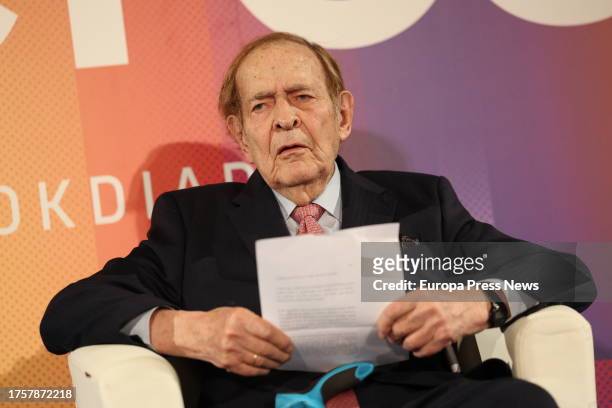 Economist Ramon Tamames during the closing session of the first day of the II Oklideres Economic Forum, at The Westin Palace Hotel, on 26 October,...