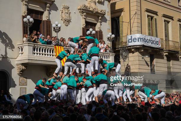 The Castellers de Vilafranca, the Capgrossos de Mataro, the Xiquets de Tarragona and the Castellers de Sants participate with their human towers in...