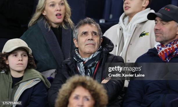 Julien Clerc attends the UEFA Champions League match between Paris Saint-Germain and AC Milan at Parc des Princes on October 25, 2023 in Paris,...