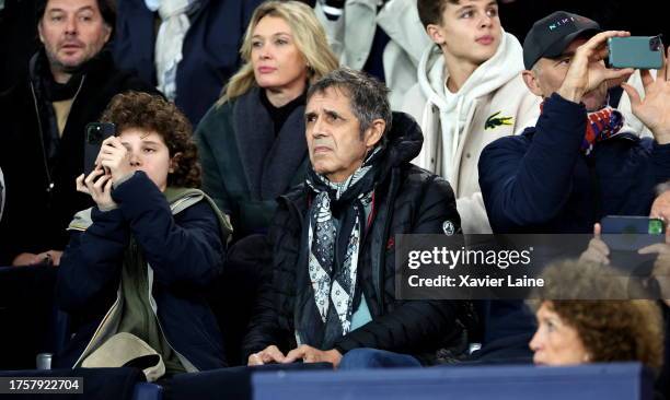 Julien Clerc attends the UEFA Champions League match between Paris Saint-Germain and AC Milan at Parc des Princes on October 25, 2023 in Paris,...