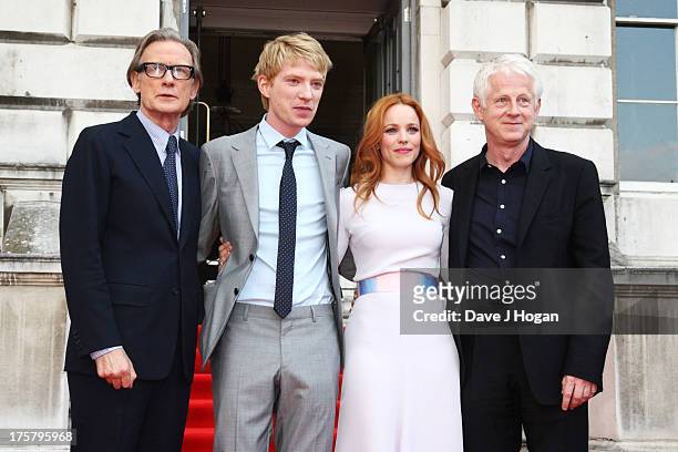 Bill Nighy, Domhnall Gleeson, Rachel McAdams and Richard Curtis attend the world premiere of 'About Time' at Somerset House on August 8, 2013 in...