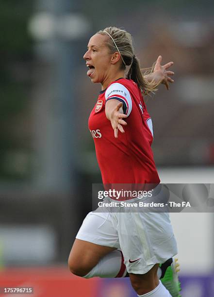 Jordan Nobbs of Arsenal Ladies FC celebrates after scoring the opening goal of the FA WSL Continental Cup semi final match between Arsenal Ladies FC...