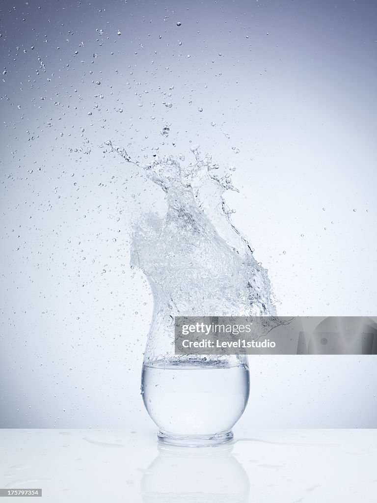 High speed image of water exploding on the vase