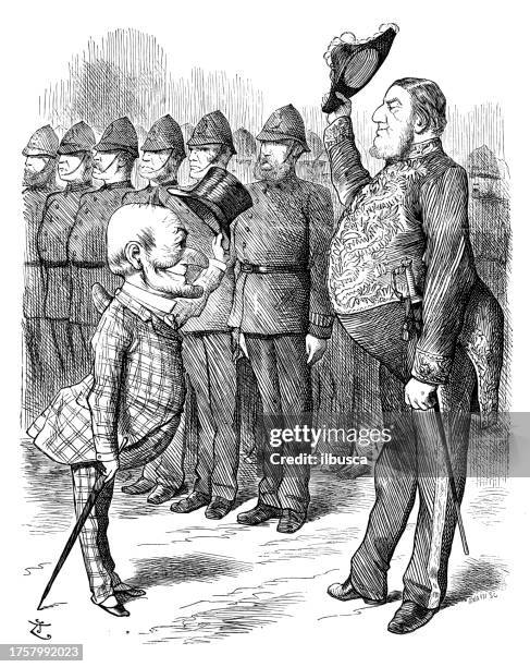 british satire caricature comic cartoon illustration - soldier salute stock illustrations