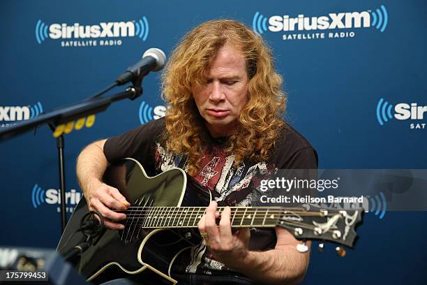 Dave Mustaine of Megadeth performs at SiriusXM Studios on August 8, 2013 in New York City.