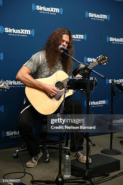 Chris Broderick of Megadeth performs at SiriusXM Studios on August 8, 2013 in New York City.
