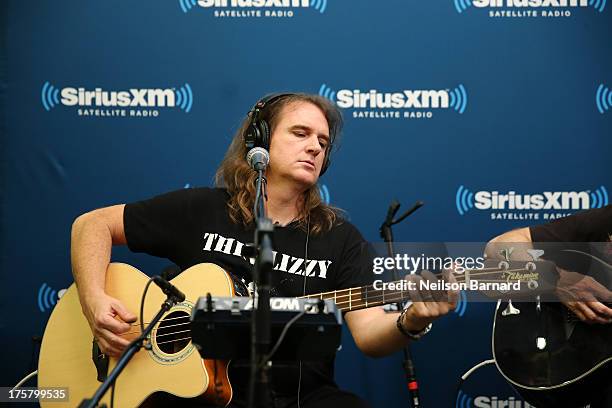 David Ellefson of Megadeth performs at SiriusXM Studios on August 8, 2013 in New York City.