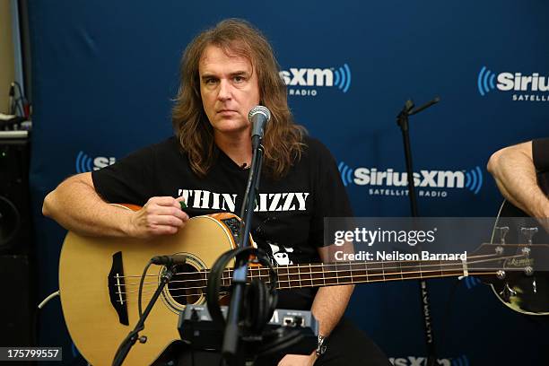 David Ellefson of Megadeth performs at SiriusXM Studios on August 8, 2013 in New York City.