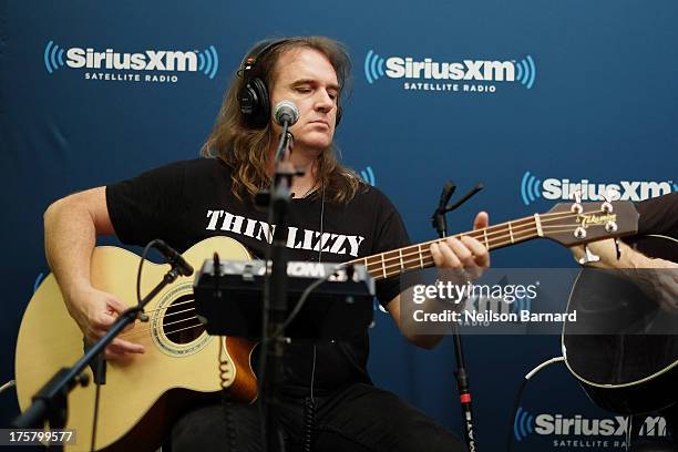 David Ellefson of Megadeth performs at SiriusXM Studios on August 8, 2013 in New York City.