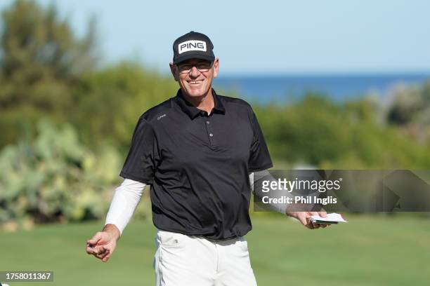 Peter Fowler of Australia in action during Day One of the Sergio Melpignano Senior Italian Open at San Domenico Golf on October 26, 2023 in...